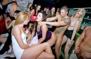 Party going chicks gets wild and crazy with male strippers inside a club on dochick.com