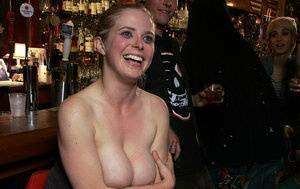 White girl has her asshole penetrated while being gangbanged in a bar on dochick.com