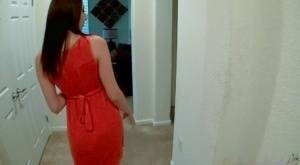 Sweet brunette Jasmine Delatori strips in bathroom to expose even sweeter ass on dochick.com