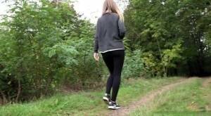 White girl is captured on hidden camera taking a piss in someone's garden on dochick.com