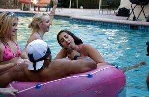 Fantastic outdoor party at the pool with a bunch of how wet chicks on dochick.com