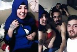 Muslim Hijab woman does slut at party on dochick.com