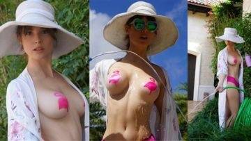 Amanda Cerny Nude Pink Flamingo Nipple Pasties Leaked on dochick.com