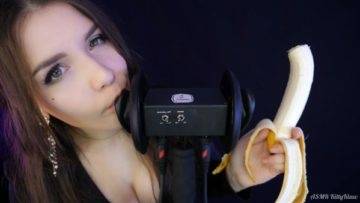 KittyKlaw ASMR Banana 3 Dio Licking Mouth Sounds Video on dochick.com