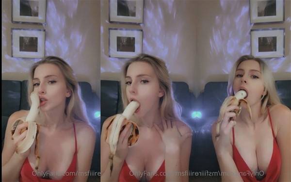 MsFiiire Nude Banana Blowjob Video on dochick.com
