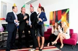 Birthday celebrations get out of hand when group sex fucking breaks out on dochick.com