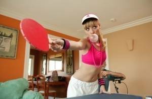 Young blonde Nicole Ray fucks a really old guy after losing ping pong game on dochick.com