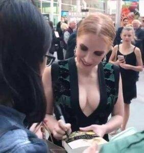 Tiktok Porn Jessica Chastain2019s cleavage steals the show on dochick.com
