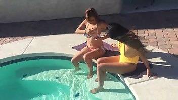 Isis Love with friend bra swimming pool - OnlyFans free porn on dochick.com