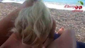 Tiktok porn Hot Blonde Public Blowjob On The Beach Cum In Mouth on dochick.com