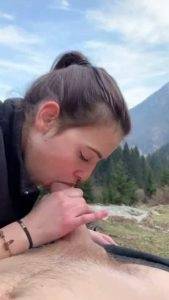 Tiktok porn Beautiful outdoor blowjob with cum in mouth on dochick.com