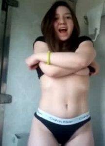 Teen get naughty on a trains public toilet on dochick.com