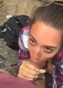 Blowjob Outdoor with Cum in Mouth on dochick.com