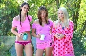Real life lesbians have a threesome after downing their morning coffee on dochick.com