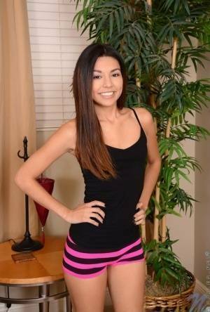 Sweet Latina teen Serena Torres pleases her bald snatch with a vibrator on dochick.com