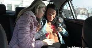 Lexi Dona and her lesbian lover have sex in the backseat of a car on dochick.com