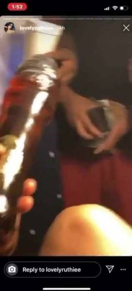 This broad fucking a dick shaped Henny bottle on dochick.com