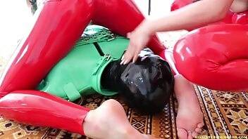 Evilwoman red latex facesitting and bare feet worsh onlyfans leaked video on dochick.com