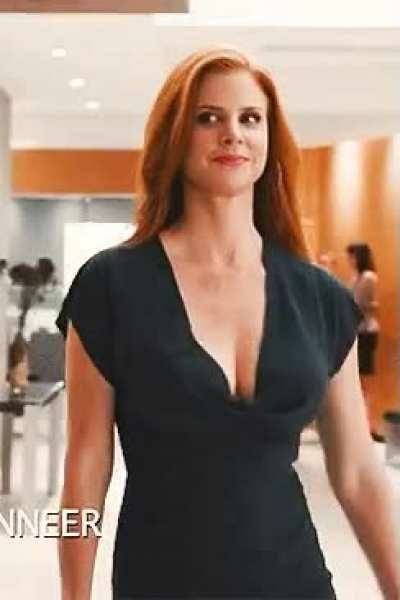 Your assistant Sarah Rafferty walking in to your office after to called her in for your daily afternoon fuck on dochick.com