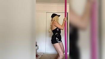 Breelouisexoxo strip tease and dance on pole in security outfit onlyfans leaked video on dochick.com