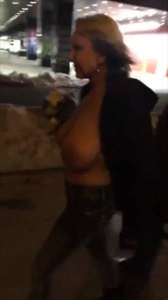 Naughty Alysha public street boobs flashing on snapchat premium xxx porn videos on dochick.com